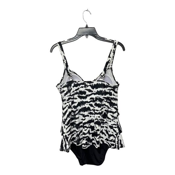 NWT SWIM SOLUTIONS | Plus Size Tummy Control Triple Tier Fauxkini One Piece 10 - Picture 3 of 5